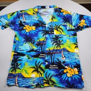 Vintage Arena mens button up shirt Tropical Dominican No Problem XL AllOverPrint